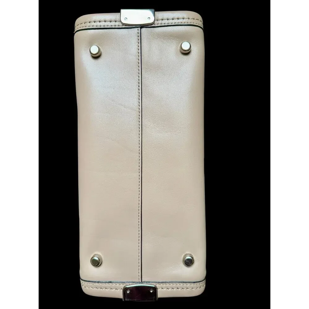 Coach Leather Satchel Shoulder Bag Beige Turnlock – Size Medium - Picture 10 of 10